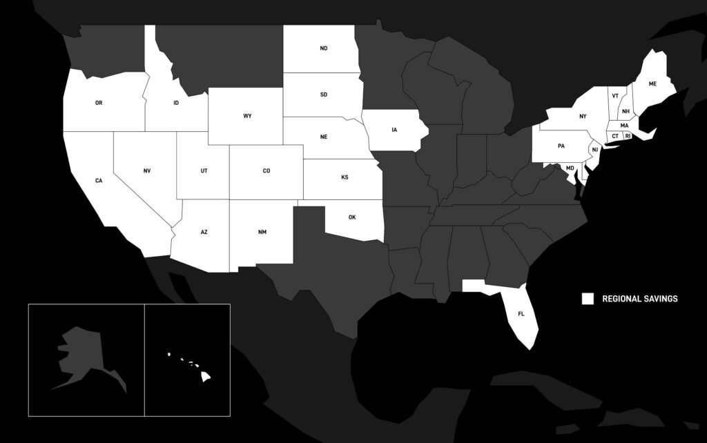 Regional Savings areas in the US